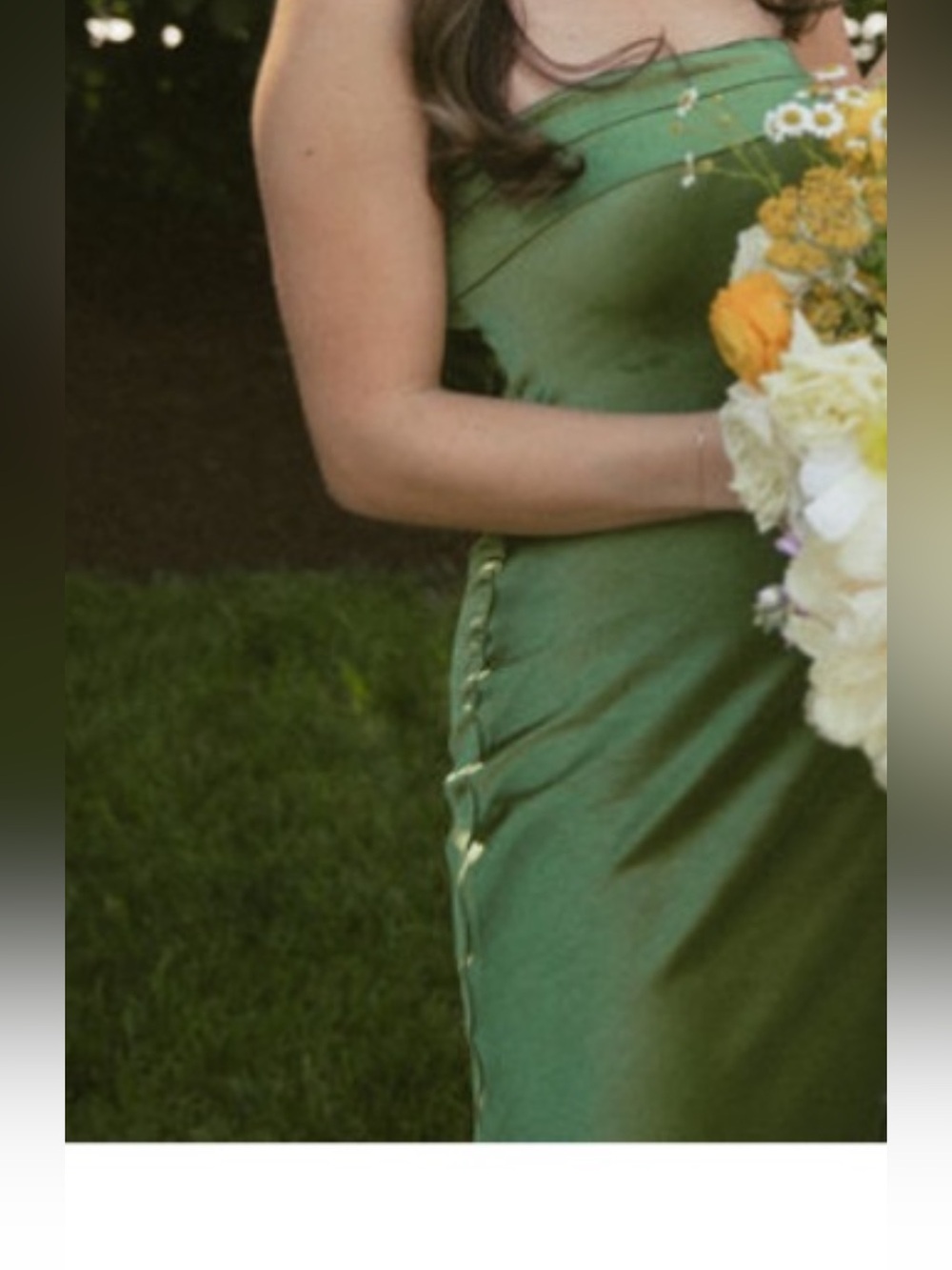 Hello Molly size 2 Strapless Satin Column Dress in Olive Green worn once - Picture 2 of 4